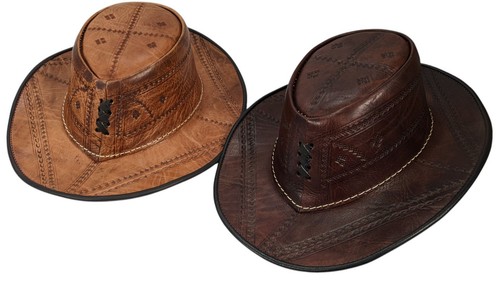 Chapeau fedora cuir - en,