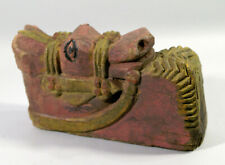  INDE ! ANCIENNE TETE DE CHEVAL EN BOIS  PEINT, vieux rose