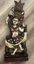SCULPTURE EN BOIS DANSEUSE APSARA CAMBODGE ANNEES 60