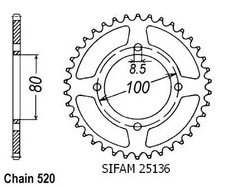 Couronne Rg 250 Gamma 1985-1988 - 520 - 39 Dents - Similaire JTR819