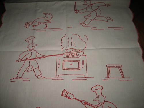 Broderie ancien rideau - broderie,