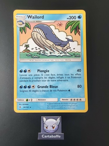 Carte pokémon wailord 145 - wailord, 30/145