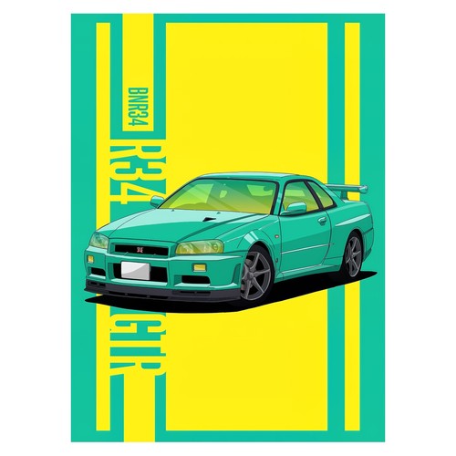 Affiche r34 gtr turquoise - gtr,