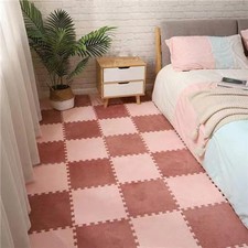 Lait-Velours-Patchwork-Rugs,-Plush-Puzzle-Mousse-Tapis de sol,Emboîtement-Tapis-Carrelage