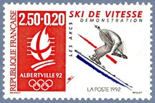 Timbre 1990 - Jeux Olympiques d'hiver - Albertville 92 Ski vitesse Les arcs 2675