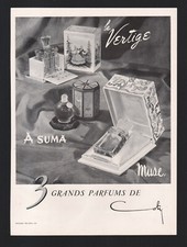 publicité papier 1949 parfumeur parfum Coty Muse A Suma Vertige flacon