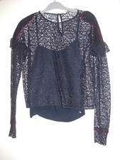 Top ZARA voile dentelle marine