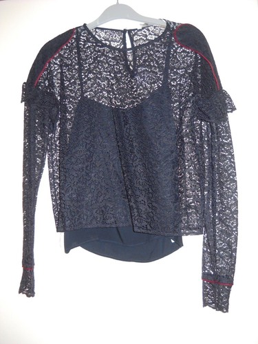 Top zara voile - dentelle, marine