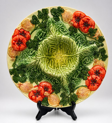 Antique french majolica plate - french,