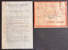 Lettre interne cotisation carte de ligueur Action française Paris 1927