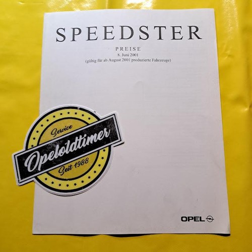 Brochure liste opel speedster - brochure,