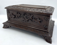 Large antique german Black Forest box early 1900's woodwork sculpture