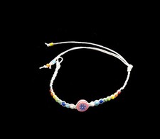 Bracelet brésilien amitié fil tresse fleur rose    D2B