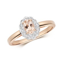 Bague Solitaire Femme Or Rose 9 k/carat et Diamant avec Morganite