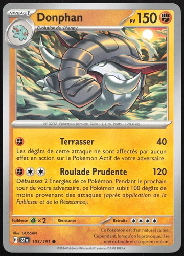 Carte pokémon donphan 103 - carte,