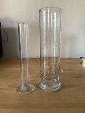 2 Éprouvettes Anciennes 23 Et 27 Cm De Haut Verre Soufflé 