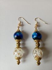 Boucles  d oreilles perles de murano flocon  perles de murano faite au chalumeau