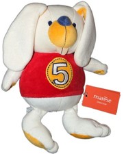 Doudou Peluche lapin blanc Pull rouge 5 Marèse 26 cm