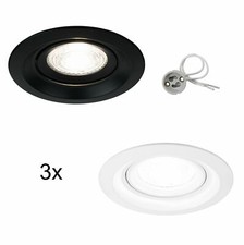 Spot de plafond encastré IRID Blanc/Noir IP20 GU10 Rond Réglable EDO 3pcs