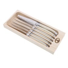 Couteaux Laguiole ivoire, coffret 6 inox  23x2 cm