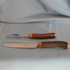 Coffret ménagère Sheffield fourchettes et couteaux à manche de cervidé