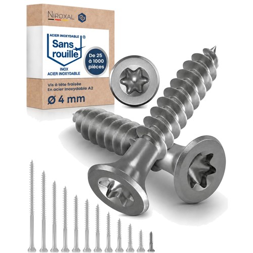 Vis bois inox 4x16mm - vis, a2