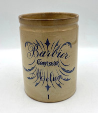 RARE  pot à CONFITURE faience Creil et Montereau BARBIER CONFISEUR à MELUN 1900