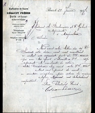 PARIS (XIX°) USINE / RAFFINERIE de SUCRE "LEBAUDY Frères" Lettre en 1917