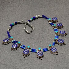 Collier bijoux népalais mode fait main turquoise tibétaine en lapis-lazuli 18...
