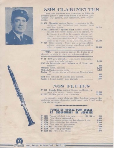 Pub masspacher clarinettes - pub,