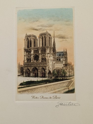 Gravure paris notre dame - paris,