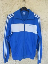 Veste ADIDAS Trefoil bleu blanc rétro vintage jacket giacca sport jacke felpa S