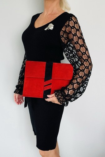 Sac main pochette daim - main,