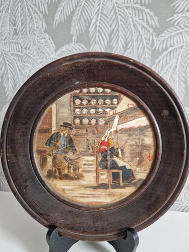 Assiette bois décor breton - bois,