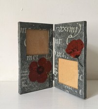 cadre photo pliant en zinc décoré 2 fenêtres