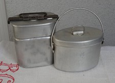 2 anciennes gamelles  ouvrier cantine chantier aluminium déco randonnée