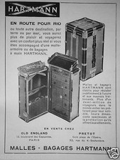 PUBLICITÉ 1931 BAGAGES ET MALLE-ARMOIRE HARTMANN - EN ROUTE POUR RIO