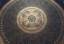 Chef-D'œuvre Tibet. Peinture Thangka Mantra Mandala Du Népal 56x56cm