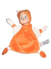 Doudou plat attache tétine Minikiss animal renard 20 cm