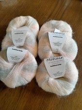 6 pelotes de laine, mohair,  wool, cachemire, aiguille 3-4mm.  Neuf  