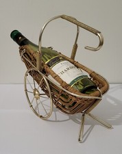 Porte Bouteille Charrette Osier Repose Bouteille Metal