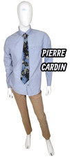 Pierre Cardin  Superbe Cravate soie gris bleu noir beige