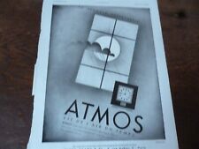 ATMOS pendule perpétuelle par Jean CARLU 101 publicité papier ILLUSTRATION 1931