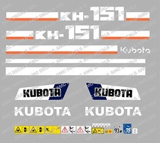 Kubota KH151 Mini Digger Complet Décalque Set avec Sécurité Avertissement Signes