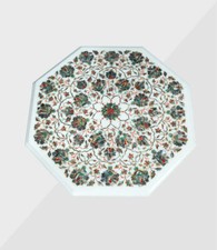 23 " Marbre Table Top Handmade Demi-Précieuses Pierres Floral Art Décor Maison