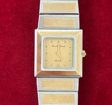 Montre suisse Bueche Girod Ultra Thin acier & or jaune 18 ct (quartz) NOS