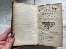 Antique French Les Vies des Saints The Lives of Saints Leatherbound Book 1737