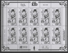 Bloc feuillet de 10 timbres sur "Charlie Chaplin  The Kid" 100 ans (**)