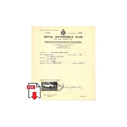 1963 ford zodiac iii form - 1963,