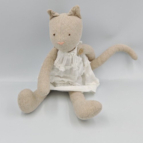 Doudou chat tissu gris - , beige